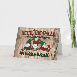 Cartão Gnomos do Ponche de Natal Decoram os Salões