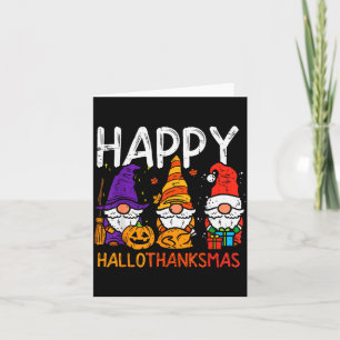 Cartão Gnomos Feliz Hallothanksmas Dia das Bruxas Ação de