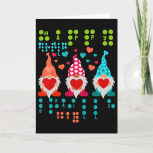 Cartão Gnomos Felizes do Dia dos Namorados Braille Amor –