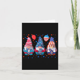 Cartão Gnomos Fofos do Dia 4 de Julho EUA Bandeira Americ