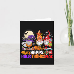 Cartão Gnomos Halloween Dia de Ação de Graças Feliz Hall