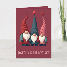 Cartão Gnomos Nórdicos de Natal Kitschmas Cortado Retro M
