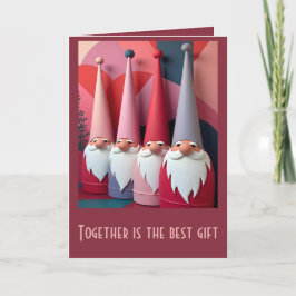 Cartão Gnomos Nórdicos Kitsch de Natal Moderno Retrô