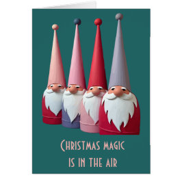 Cartão Gnomos Nórdicos Natal Kitsch Moderno Retrô Cortado