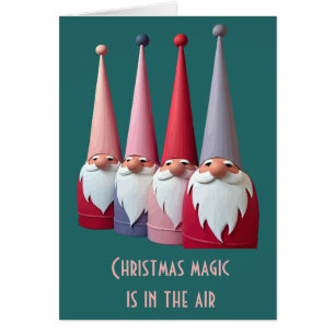 Cartão Gnomos Nórdicos Natal Kitsch Moderno Retrô Cortado