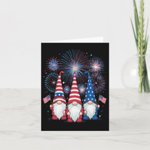 Cartão Gnomos Patrióticos Engraçados Americanos U 4 de Ju