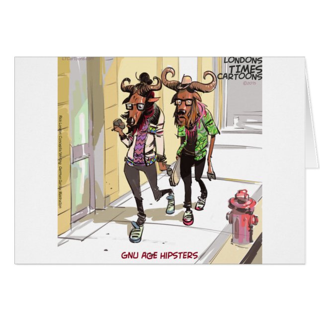 Cartão Gnu Age Hipsteres Engraçados (Frente Horizontal)