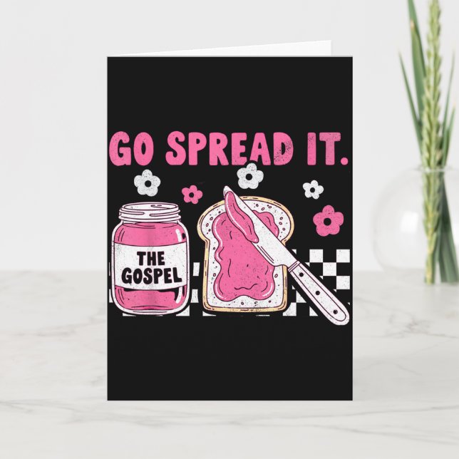 Cartão Go Spread It The Gospel Retro Funny Jar Floral Chr (Frente)