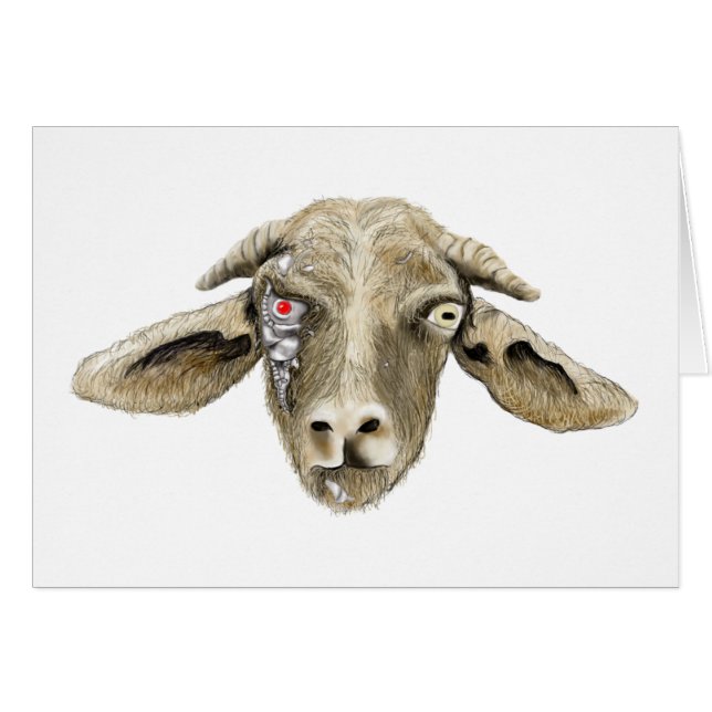 Cartão Goat Cyborg engraçado esquisito filme fictício par (Frente Horizontal)