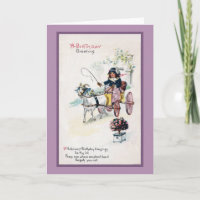 Goat Drawing Buggy Vintage Birthday