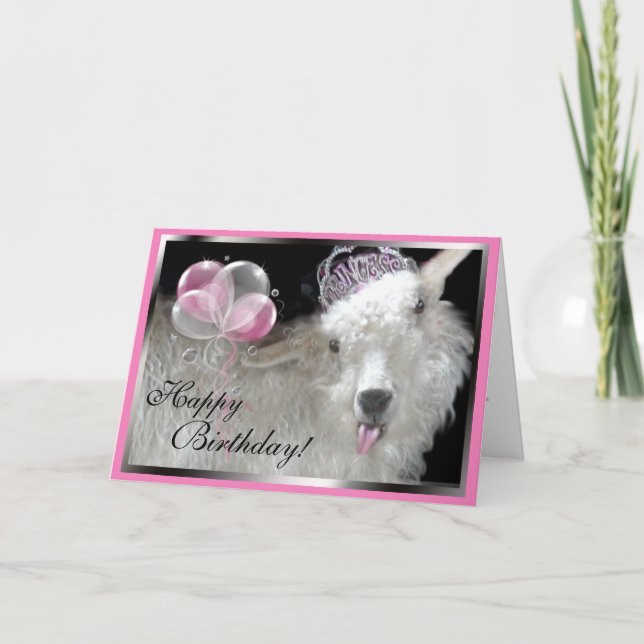 Cartão Goat Princess Happy Birthday Card (Frente)