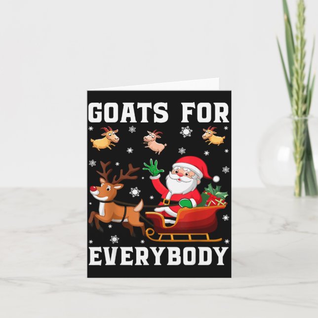 Cartão Goats For Everybody Santa Sleigh Funny Christmas G (Frente)
