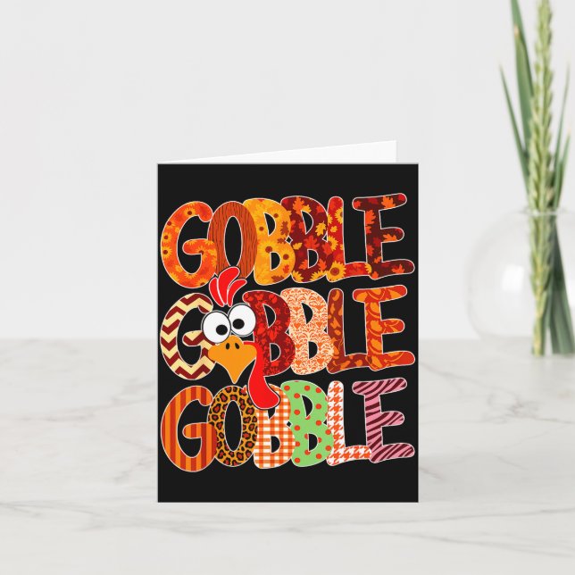 Cartão Gobble Gobble Funny Turkey Thanksgiving Women Girl (Frente)