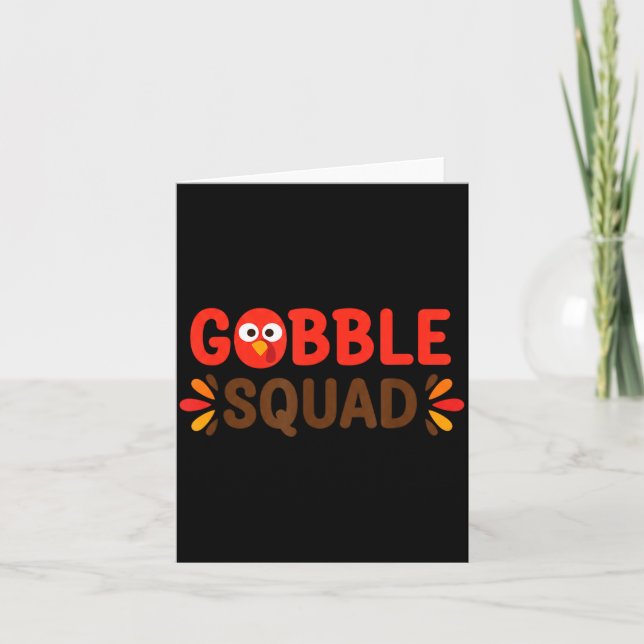 Cartão Gobble Squad Thanksgiving Turkey Day Lunch Lady Ca (Frente)