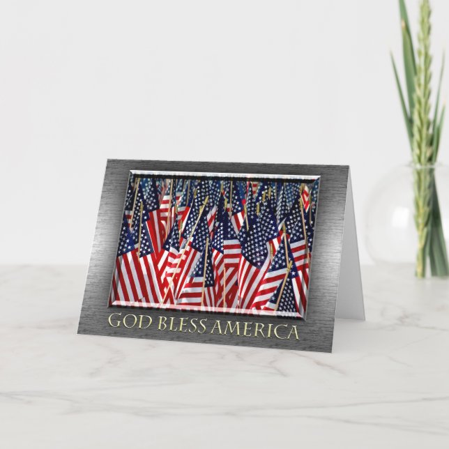 Cartão God Bless America Flags Card (Frente)