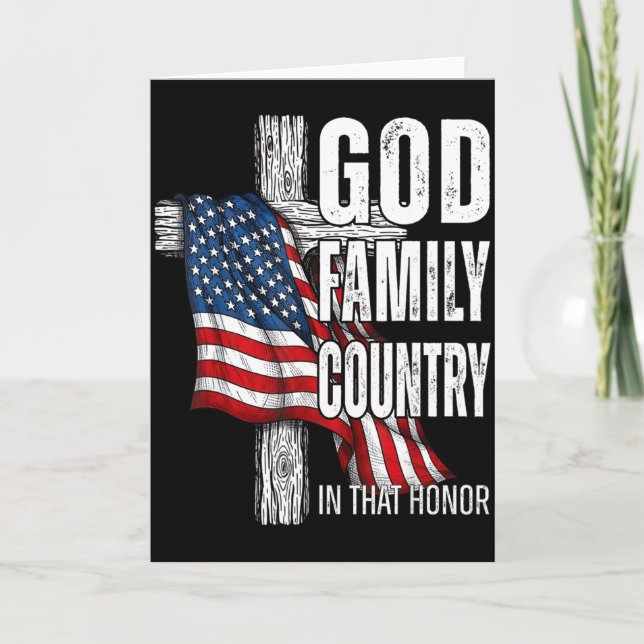 Cartão God Family Country American Flag Christian Patriot (Frente)