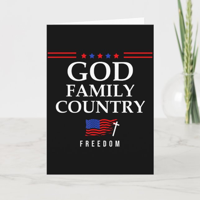 Cartão God Family Country Us Flag Christian Saying Dom Je (Frente)