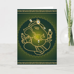 Cartão God Ganesha on green - Card