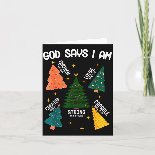 Cartão God Says I Am Christmas Tree Lover Men Women Chris (Frente)