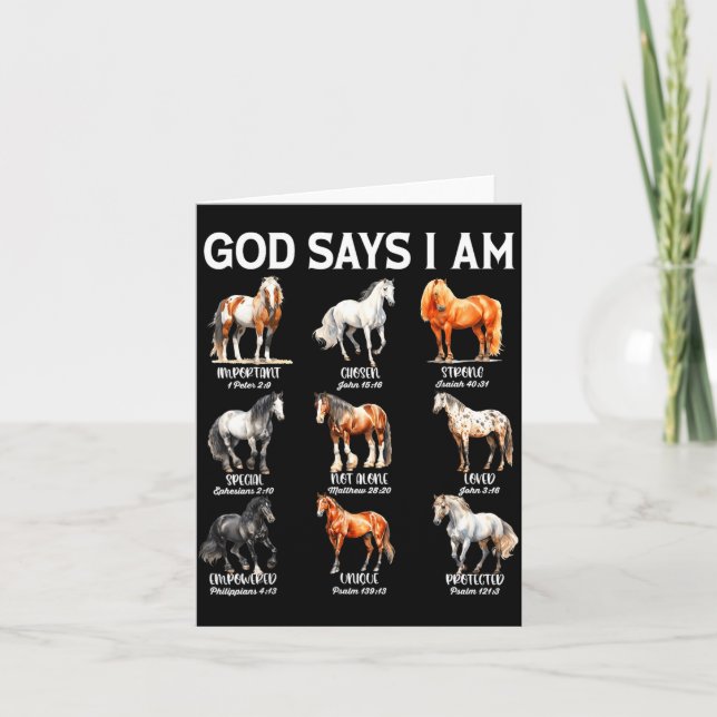 Cartão God Says I Am Horse Christian Girl Teen Boy Bible  (Frente)