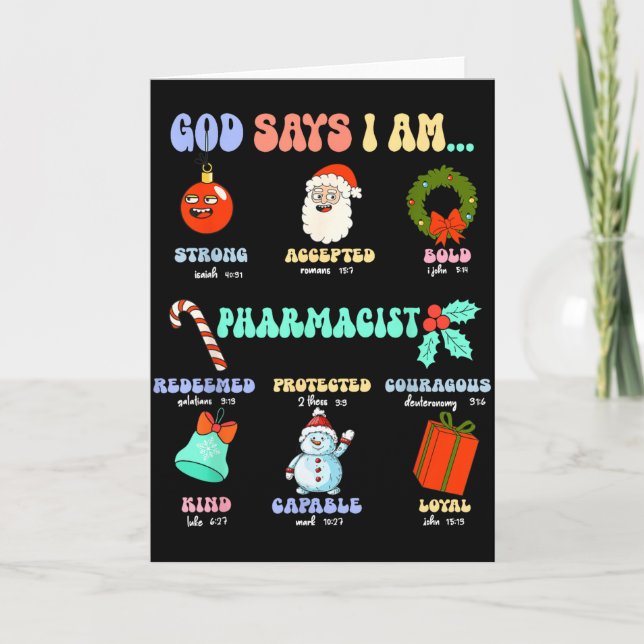 Cartão God Says I Am Pharmacist Christmas Pharmacy Tech C (Frente)