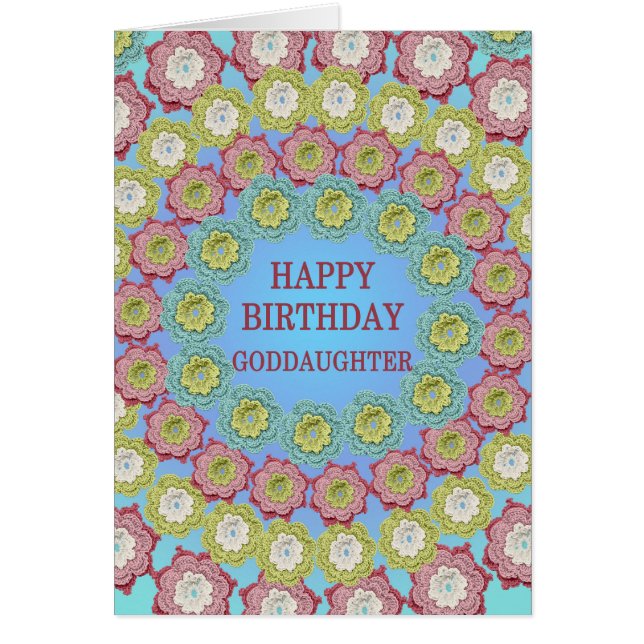 Cartão Godchild Birthday Crochet Flowers (Frente)