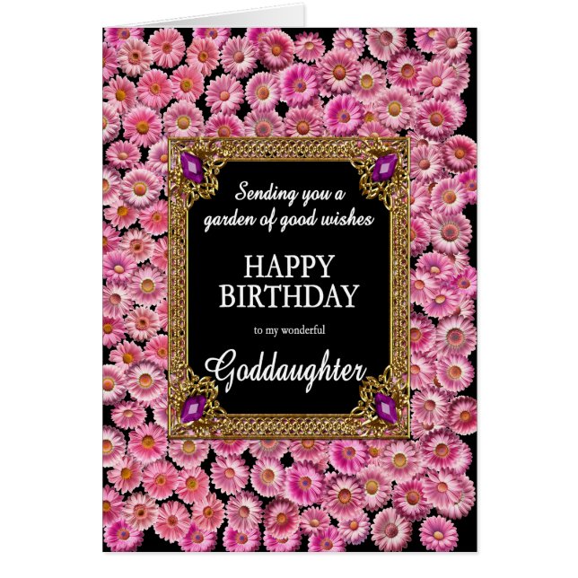 Cartão Godchild Birthday Pink Daisies (Frente)