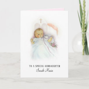 Cartão Goddaughter Baptismal Girl Christening Blessing