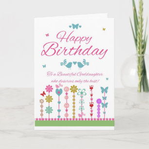 Cartão Goddaughter Pretty Birthday Card With Butterflies