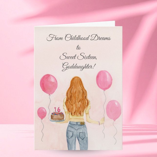 Cartão Goddaughter Sweet Sixteen Girl Jeans Celebrating (Criador carregado)