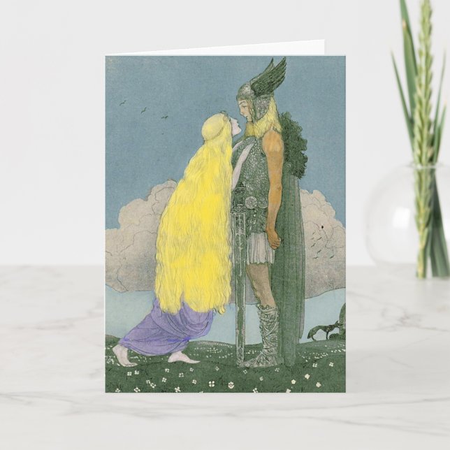 Cartão Goddess Freya Norse Pagan Greeting Card (Frente)