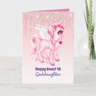 Cartão GodFilha Cute Unicorn Aniversário QUALQUER IDADE
