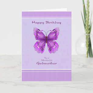 Cartão Godmother Birthday Card - Purple Butterfly