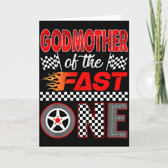 Cartão Godmother Of The Fast One First Birthday Racing Ca (Frente)