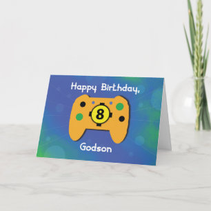 Cartão Godson, 8 anos, Aniversário Gamer Controller