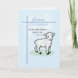 Cartão Godson Baptism Lamb em Azul