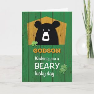 Cartão Godson Bear & Shamrocks on St. Patrick's Day