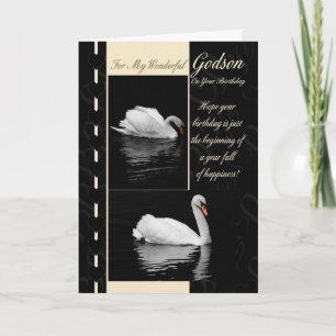 Cartão Godson Birthday Card Swans