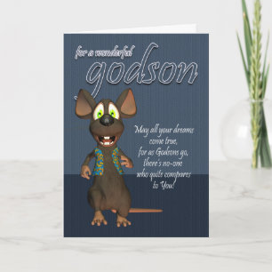 Cartão Godson Birthday Card - With Funky Mouse