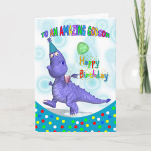 Cartão Godson Birthday With Purple Dragon Drink And Ballo