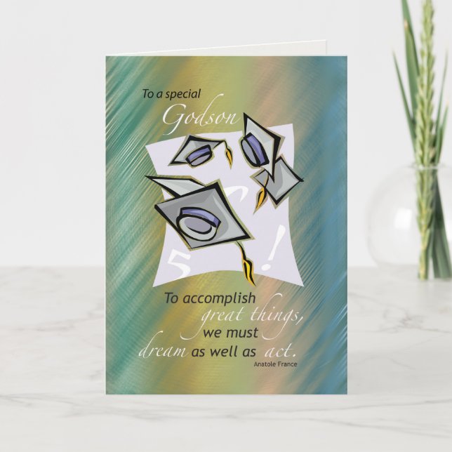 Cartão Godson, Graduation Hats in Air, Congratulations Gr (Frente)