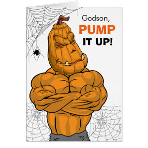 Cartão Godson Halloween Musclked Jack o'Lantern