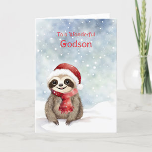 Cartão Godson Happy Holidays Sloth Bonito com Papai Noel