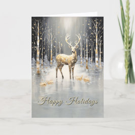 Cartão Gold Christmas Reindeer Holiday Card