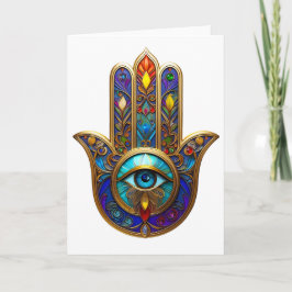 Cartão Gold Colorful Hamsa Turquoise Sapphire Third Eye 