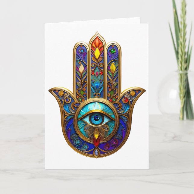 Cartão Gold Colorful Hamsa Turquoise Sapphire Third Eye  (Frente)