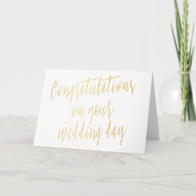 Cartão Gold "Congratulations on your wedding day" (Frente)