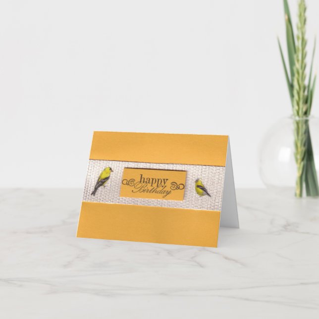 Cartão Gold Finches Birthday Card (Frente)