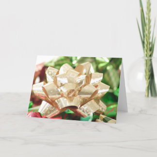 Cartão Gold Holographic Bow Greeting Card
