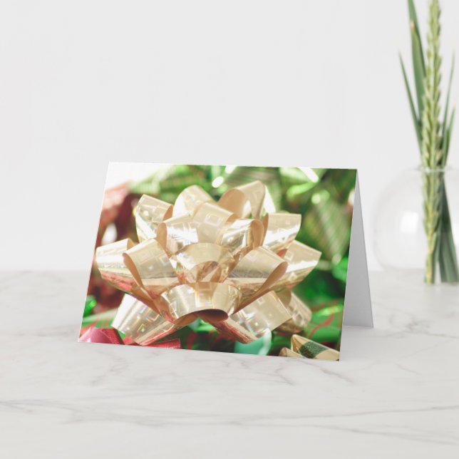 Cartão Gold Holographic Bow Greeting Card (Frente)